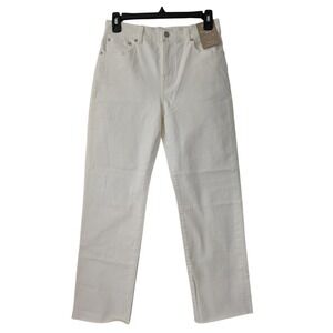 Madewell Petite '90s Straight Crop Jeans High Rise White Denim Sze P25 NWT NQ690